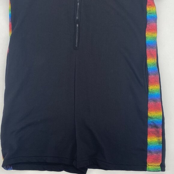 TomboyX Women's Size Large Metallic Rainbow Anytime Romper Pockets Hood Black - Picture 5 of 11